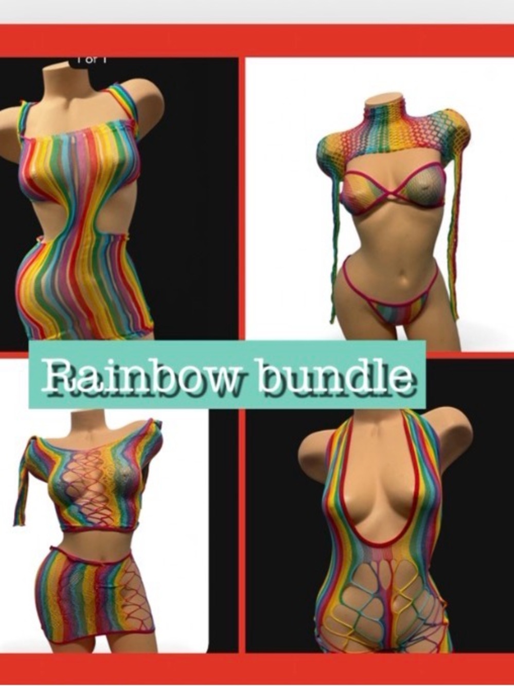 Exotic dance wear rainbow set one size 4 outfits